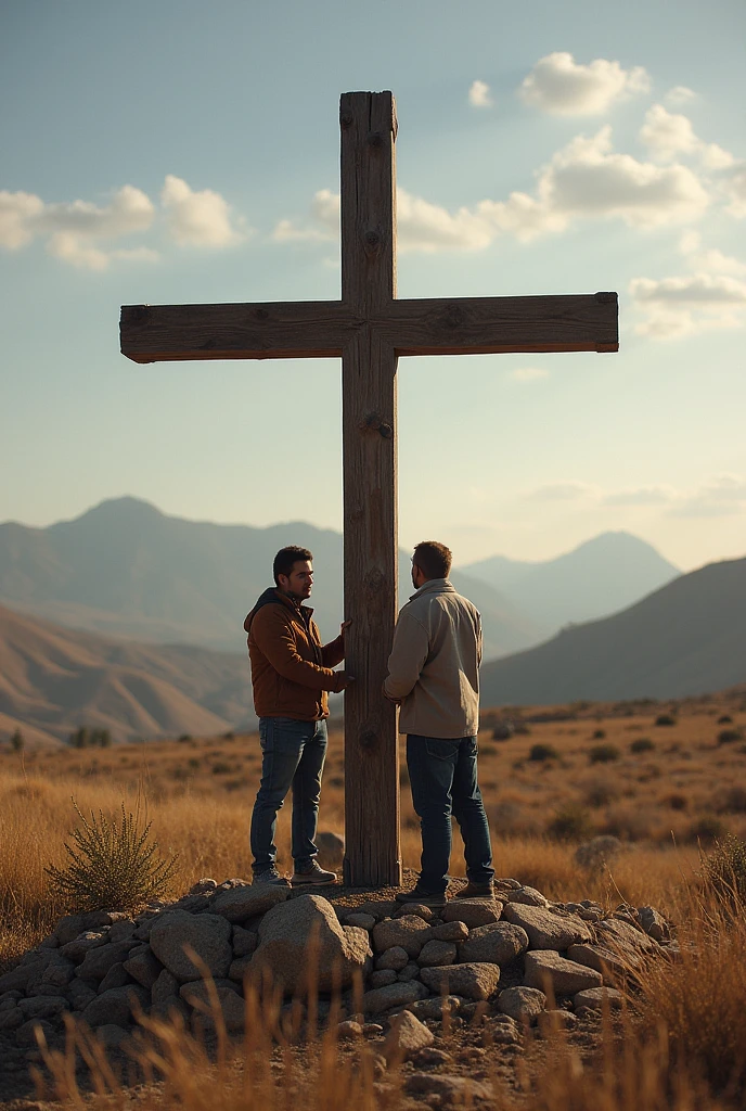 PEOPLE MAKING A CROSS