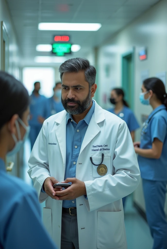 A indian doctor works in a hospital