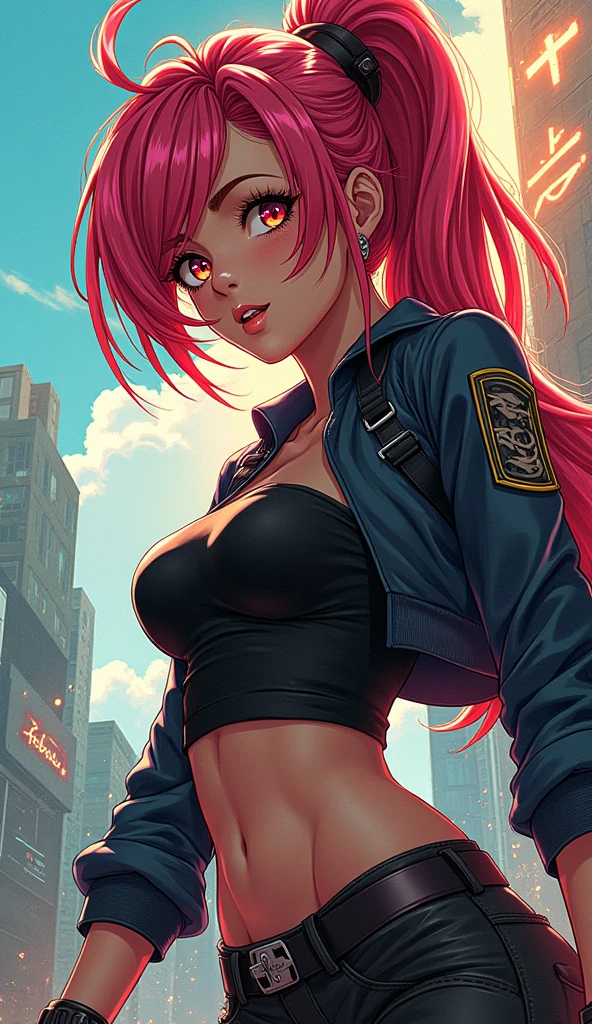 Mix anime and comic ART styles, in a woman character