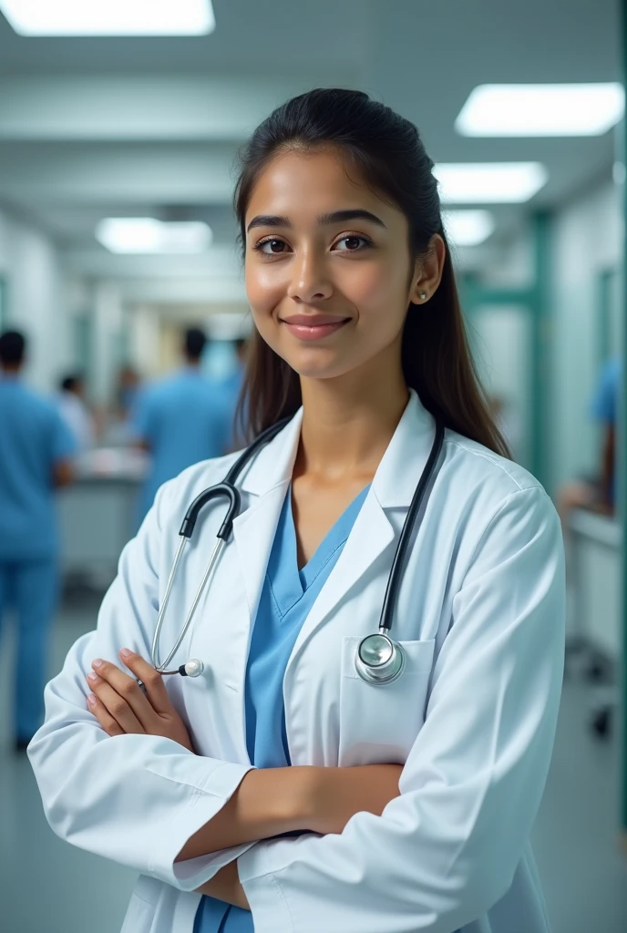 A indian girl doctor works in a hospital beautiful and cute doctor girl