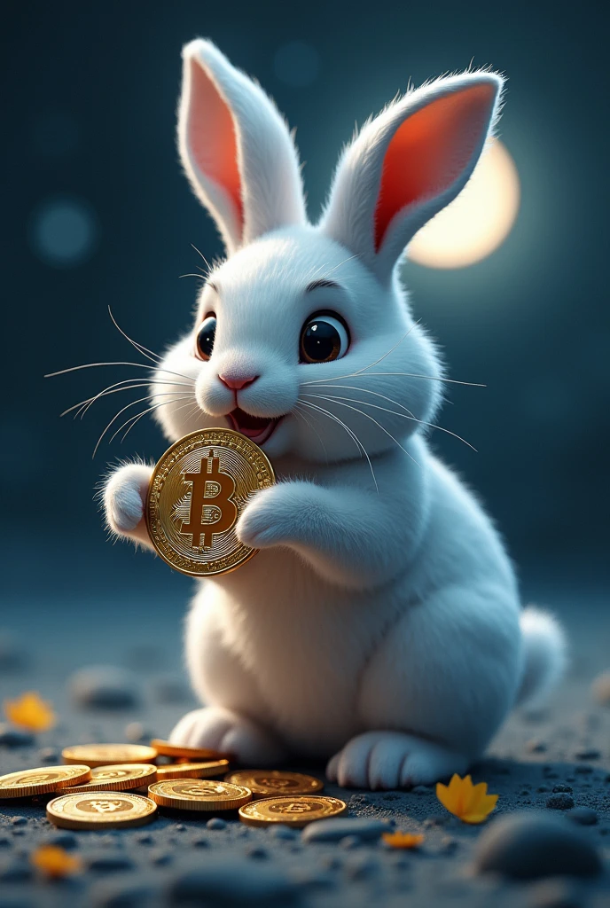 Very strong rabbit eating cryptocurrency on the moon 