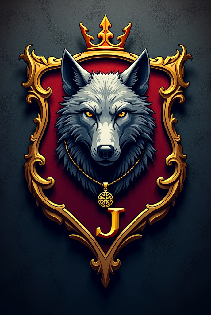 I want to create a logo , with the wolf of the Stark house and a necklace that says , We are not a guild, we are a family., with the J of youth soccer team in large , and the crown of the Targaryens