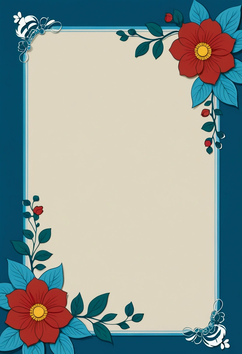 Blue border, Paper border,Flower decoration, Anime background, Lovely characters, Background image, Cartoon Decoration,Line,on simple background, , simple background,