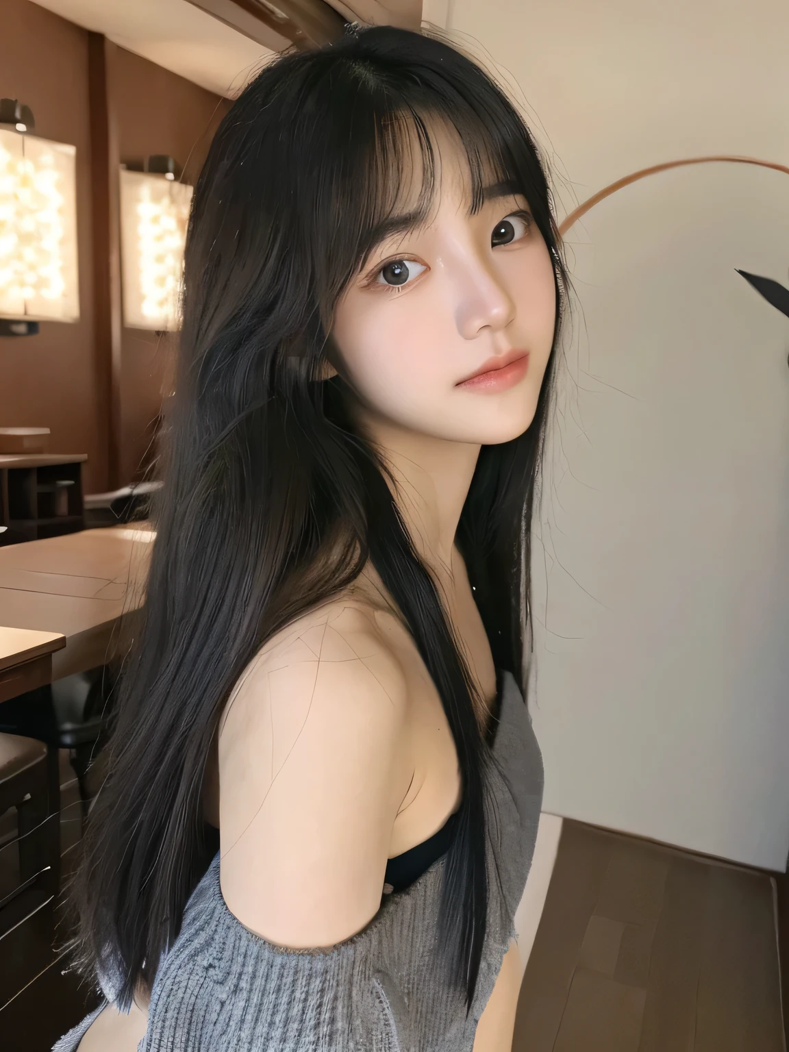 student girl korean cute　face　model studio photo double　background her home and full body detail ((Best quality, 8k, Masterpiece :1.3)), adorable, full body, ulzzang 1 girl, youthful, delightful cute face, random hair, black hair, detailed hair, random boyish outfit, aesthetic selfie, ultra-detailed face, perfect face, extremely perfection, detailed eyes, double eyelid, big doe-eyed, black eyes, straight nose, detailed nose, long eyelashes, detailed eyelashes, v-shape face, ullzang selfie, random pose, aesthetic pose, (random aesthetic background), iphone camera selfie