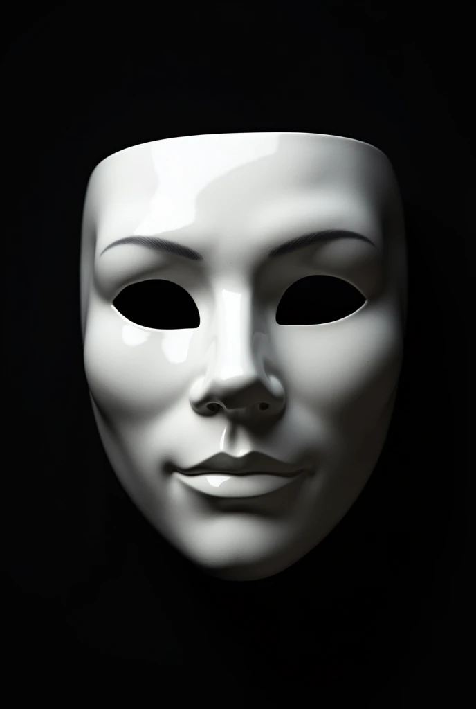 Half of a realistic white masquerade mask with black background