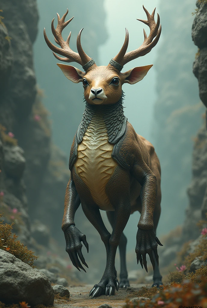 The antlers are like those of a deer, the head like that of a camel, eyes like a rabbit&#39;s, the neck like that of a snake, the belly like a mirage, scales like those of a fish, claws like those of an eagle, palms like those of a tiger and ears like those of an ox