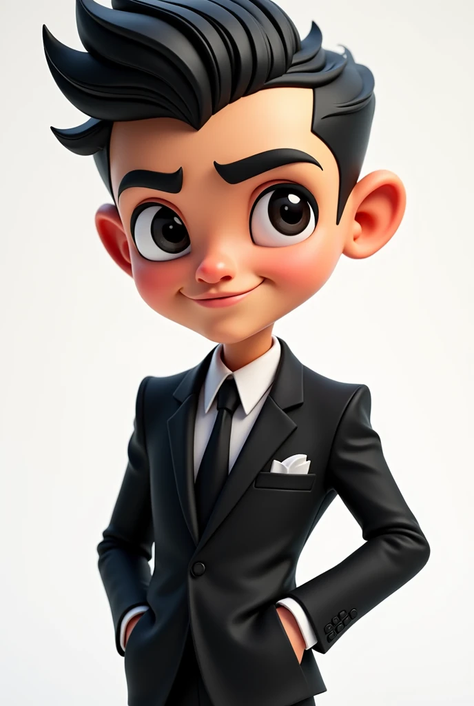 cartoon black hair suit