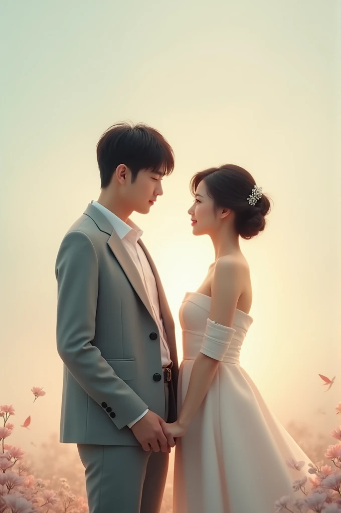 Couples on Korean drama posters standing side by side, looking like they&#39;re getting along