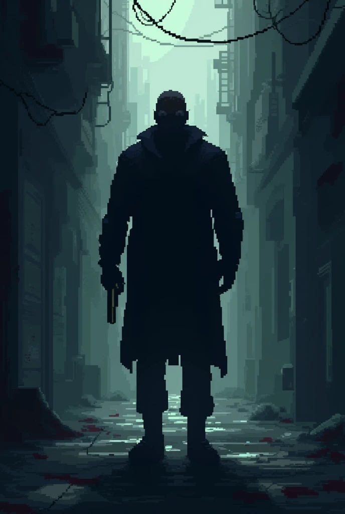 Shadow of a man pixel art 2d full body