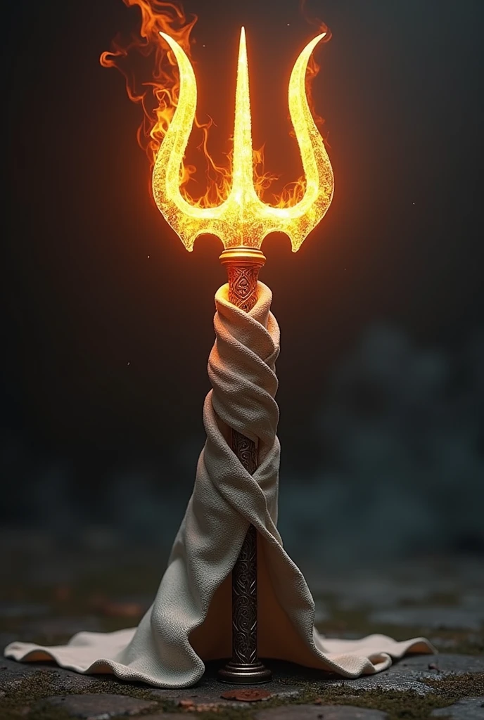 trident wrapped in canvas and fire scepter of zeus led zeppelin