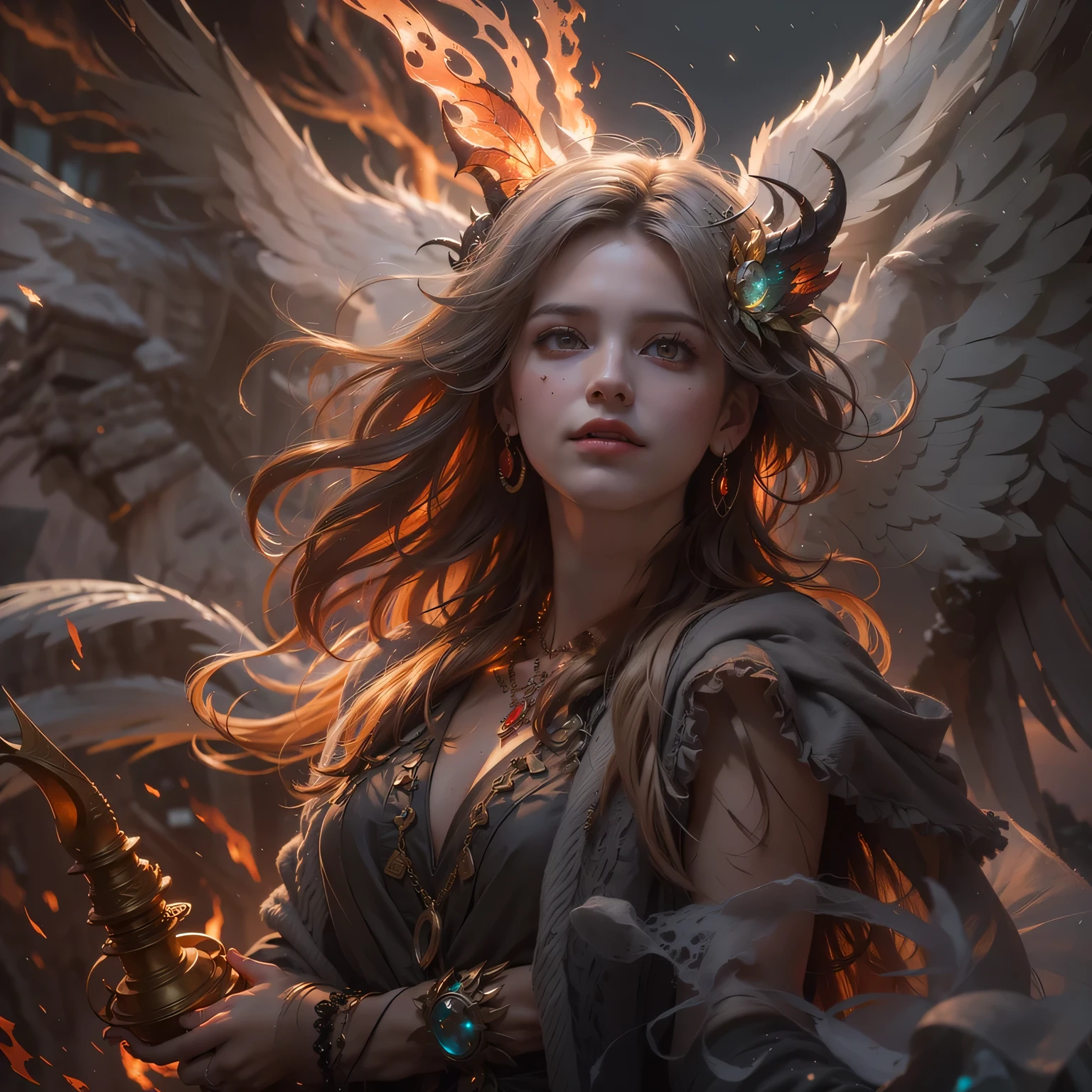 A woman with wings and a crown on her head - SeaArt AI