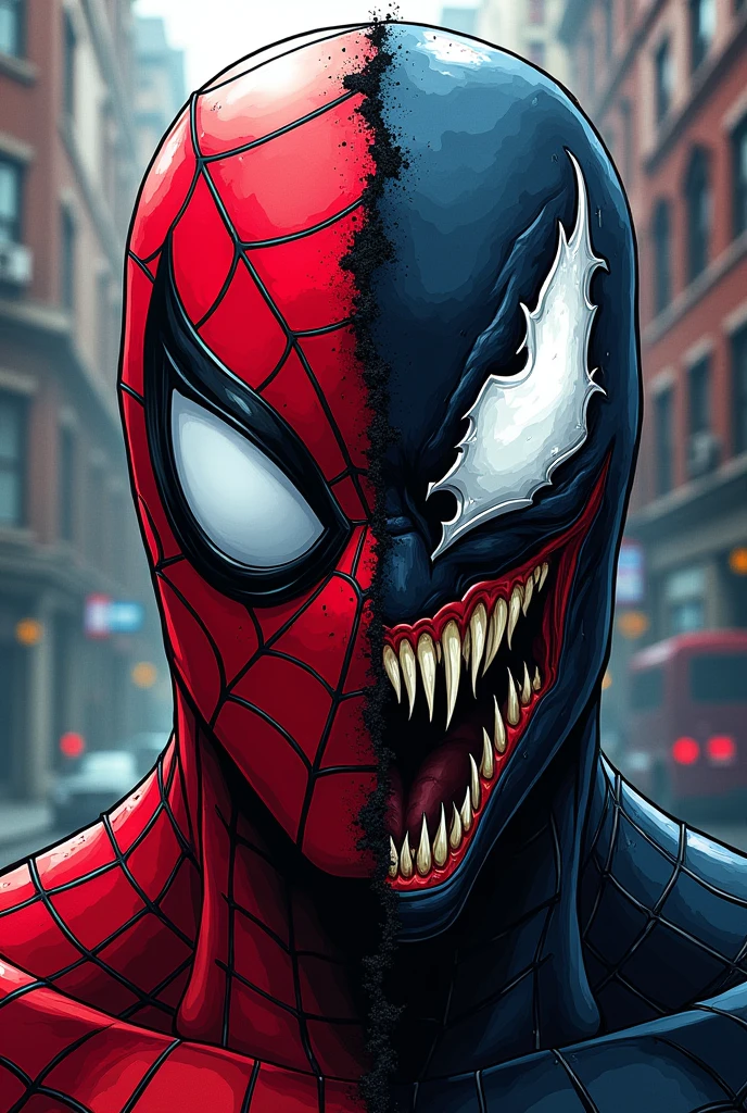 Spider man half face with venom animated 