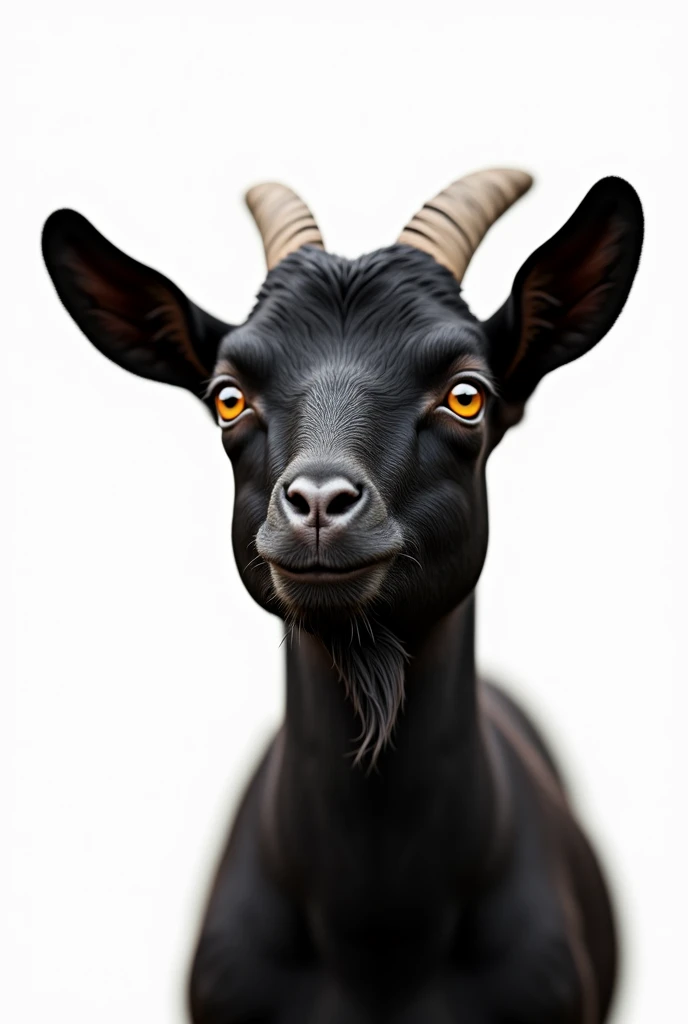 Create an image with a white background of the face of a 16-year-old dark-skinned goat of Colombian nationality