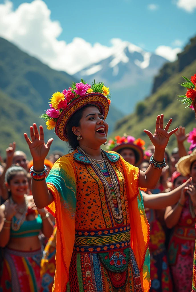 make an advertising image that says kaway kaway -karaoke, this image is about an Ecuadorian Andean karaoke