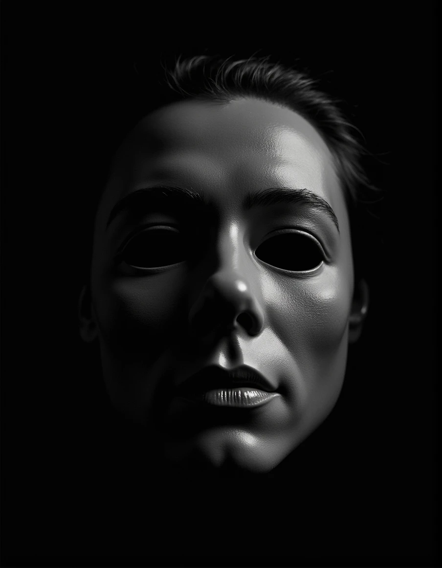 Create a half mask image with a realistic black background