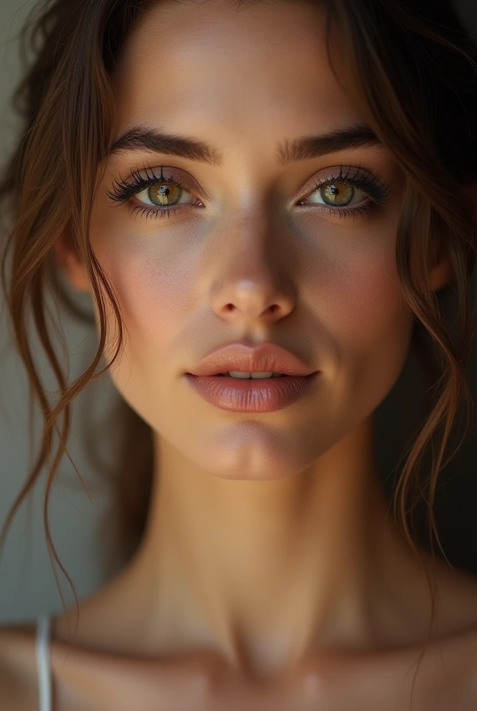 1 woman, beautiful detailed eyes, beautiful detailed lips, extremely detailed face, long eyelashes, elegant woman, soft skin, detailed portrait, natural lighting, studio lighting, high resolution, photorealistic, masterpiece, cinematic, dramatic lighting, gorgeous woman, intricate details, hyperrealistic, sharp focus, ultra-detailed, 8K, life-like, stunning, elegant pose, serene expression, realistic skin texture, flawless complexion