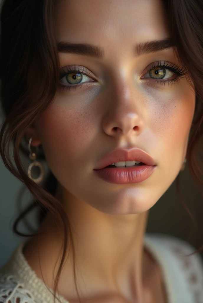 1 woman, beautiful detailed eyes, beautiful detailed lips, extremely detailed face, long eyelashes, elegant woman, soft skin, detailed portrait, natural lighting, studio lighting, high resolution, photorealistic, masterpiece, cinematic, dramatic lighting, gorgeous woman, intricate details, hyperrealistic, sharp focus, ultra-detailed, 8K, life-like, stunning, elegant pose, serene expression, realistic skin texture, flawless complexion