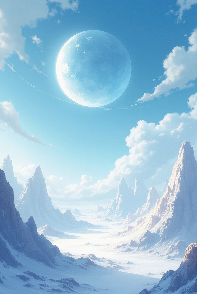 A world of light。A bright, white planet。No people。Fantasy。Watercolor。Watercolor-like。