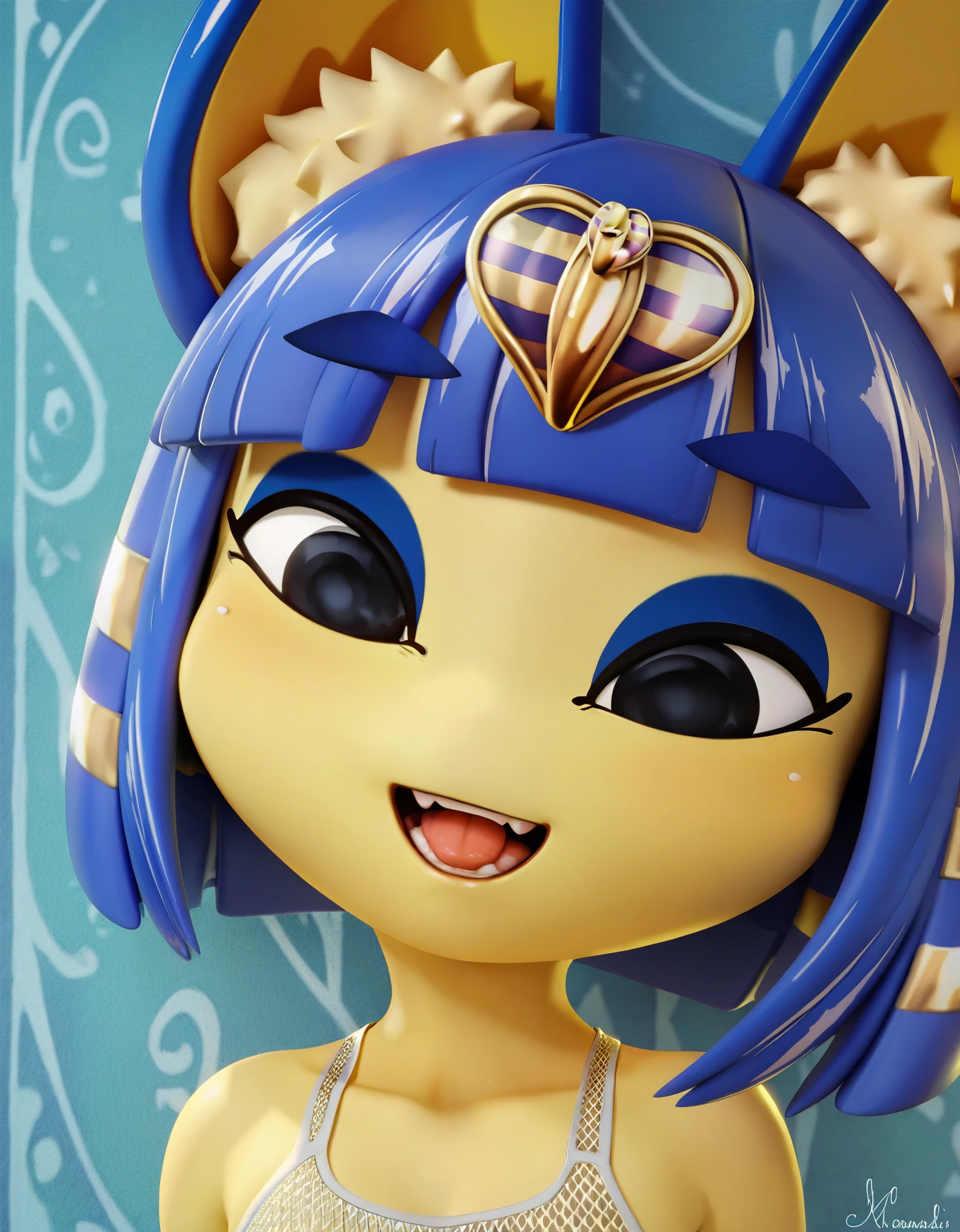 score_9, score_8_up, score_7_up, source_anime, 1girl, ankha \(animal crossing\), ankha furry, detailed and extremely fluffy body fur, masterpiece, detailed background, happy,