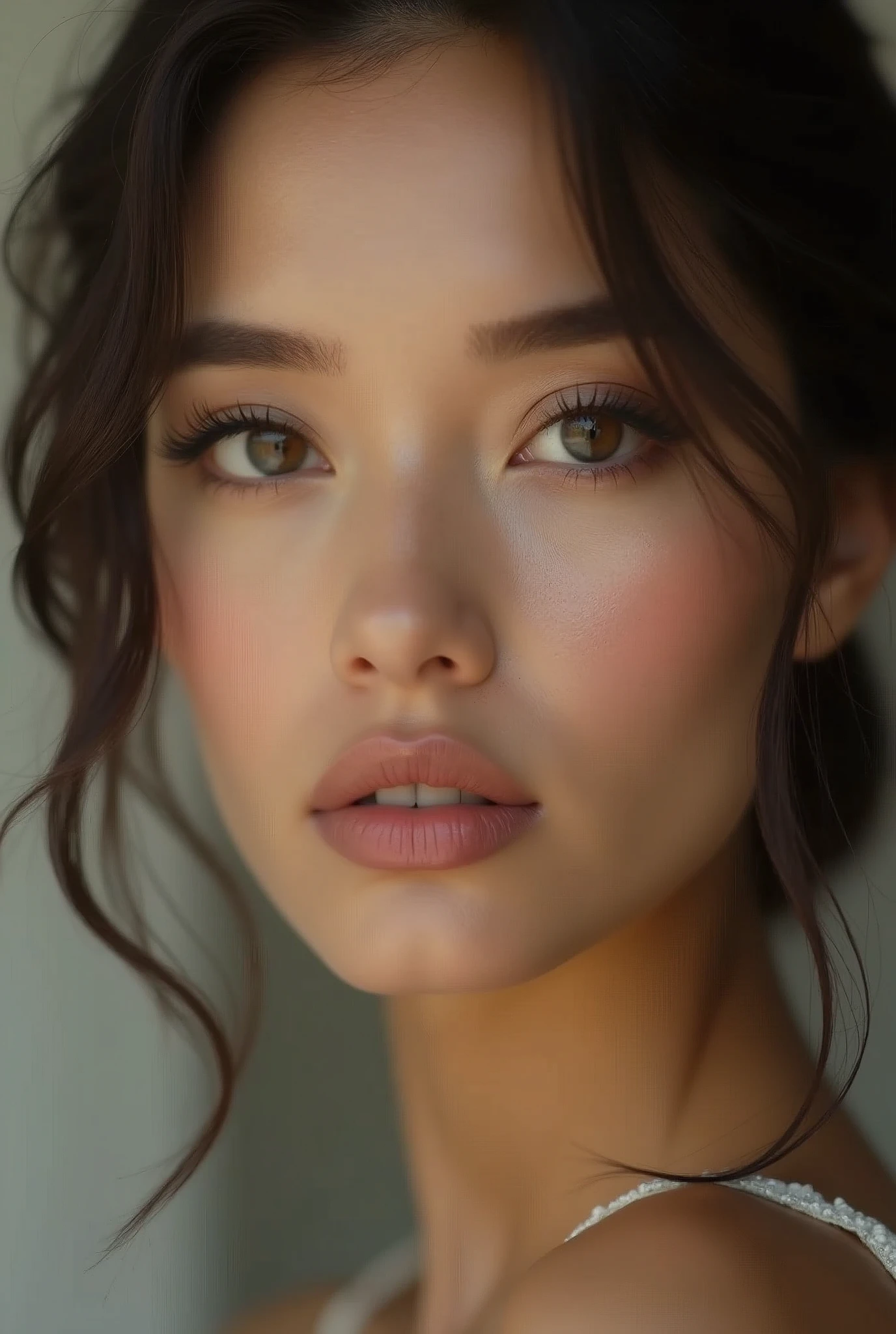 1 woman, beautiful detailed eyes, beautiful detailed lips, extremely detailed face, long eyelashes, elegant woman, soft skin, detailed portrait, natural lighting, studio lighting, high resolution, photorealistic, masterpiece, cinematic, dramatic lighting, gorgeous woman, intricate details, hyperrealistic, sharp focus, ultra-detailed, 8K, life-like, stunning, elegant pose, serene expression, realistic skin texture, flawless complexion