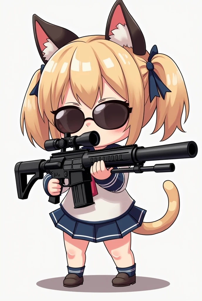 Cat Cat耳 Chibi character Girl Sailor suit Sniperライフル ta Wearing sunglasses cute Moe Sniper