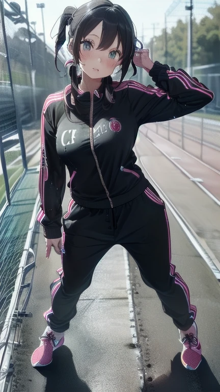 (must be follow these prompts:2.2),masterpiece,best quality,extremely detailed,(in her clothing:3.5),(in her track suit clothing:3.6),(adorable expression:2.6),(usual face:2.6),(childish face:2.4),(displayed one girl on single picture:2.6),(black hair:2.1),(A bright high school girl with a very innocent impression practicing in an unfashionable jersey.:2.1),(The high school girl is a highly anticipated athlete.:2.5),(The high school girl looks very cute, but she wears her sweatshirt and pants that are soaked with very smelly semen and has dried them completely until they are shiny and crisp.:1.4),(The girl's entire body, clad in her jersey, was covered in slimy secretions that had been released during her multiple sexual orgasms.:1.3),(The high school girl was no longer able to hide the smell and brown stains around the crotch area of her tracksuit.:2.2),(The high school girl is cute, but her pussy smells so bad that it's become a rumor among the boys.:2.2),(The tracksuit pants worn by the high school girl have a very smelly, prominent mound area.:2.4),(The female high school student was wearing a jersey that had been ejaculated into a long time ago, and the semen that had soaked into it had turned amber in color.々Stands out in:2.1),(libidonous tumultus are happened on her mind:1.7),(The crotch area of the high school girl's jersey always smells bad because of sweat and love juices.:2.7),(The high school girl has a very cute face and is very .:2.6),(Lewd love juices are dripping down the inner thighs of the high school girl's tracksuit pants.:2.3),(The breasts of the high school girl covered by her jersey are bulging out due to her strong lust.:2.8),(men's elected twangers were inserted her to the depth:2.3),(A high school girl with a round, stinky crotch:2.3),(she was already stroked up to the depth intervaginal sensuous spot:1.8),(notably buldged up her inner labia majora:2.9),(A young, shy moan:1.5),(having big breasts in her clothing:2.8),(A high school girl with an innocent impression practicing in a club activity:2.3),(The high school girl is short but has a slightly plump body.:2.1),(The crotch area of his tracksuit pants has become discolored due to love juice soaking in.:2.5),(The high school girl let her love juices drip from her pussy, hidden under her pants.:2.1),(The smelly tracksuit pants that tightly hug the high school girl's plump thighs are smelly and damp.:2.0),(The high school girl endures the sloppy mess by keeping her tracksuit pants on.:2.5),(A high school girl who always holds her crotch over her pants:2.1),(A moan filled with childish embarrassment:1.5),(The breasts and nipples of the high school girl covered by her jersey are bulging with lust.:2.6),(The high school girl is practicing seriously.:2.5),(The high school girl's legs are short and thick.:2.2),(she looks like japanese idol:2.3),(The high school girl's jersey is made of a durable material that will never tear.:3.3),(Her breasts are completely hidden under her jersey:2.9),(she looks like a lolita:2.0),(All of this happened to the high school girl herself, not anyone else.:3.5),(Make sure to depict the face:5.3),(Calm expression:4.3),(Innocent face:3),(The film depicts just one high school girl.:3.3),(The only characters are the high school girls.:4.2),(Portrait Style:5)