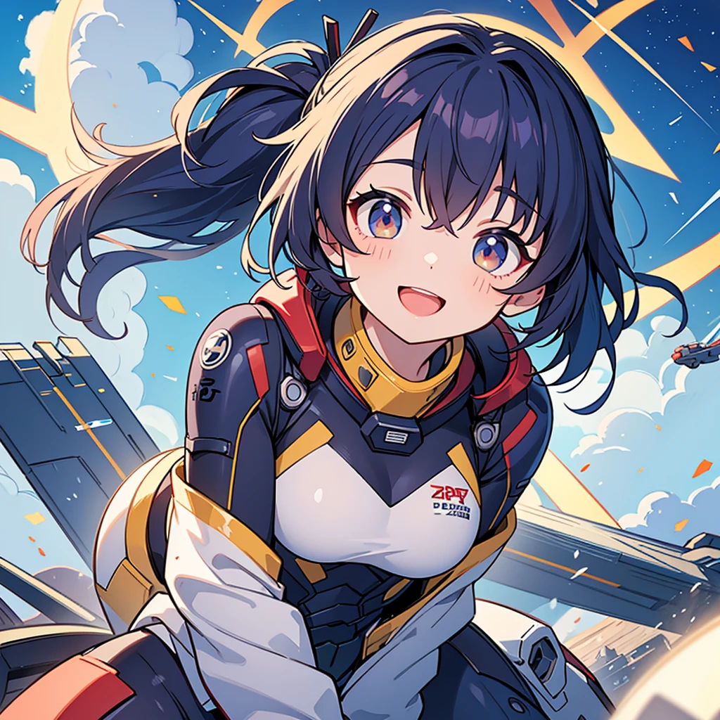 Very detailed、Highest quality、Best image quality、masterpiece、8k、Anime Face、A kind smile、Open your mouth、lppl2、Pilot Suit、(SFW Giant)