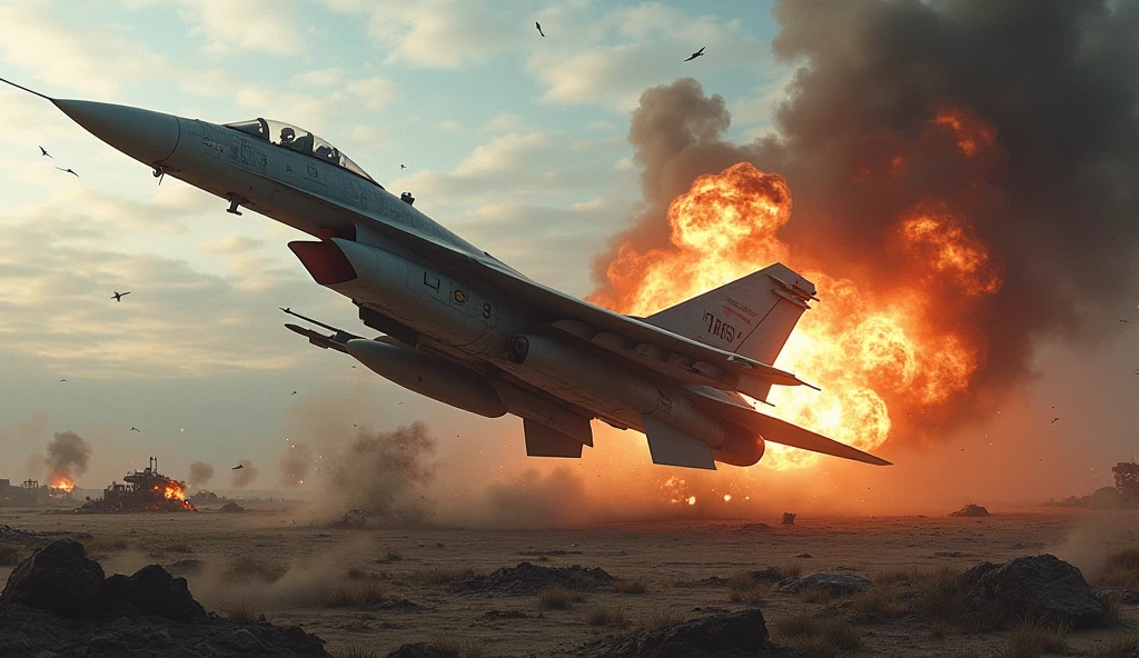 Russian military artillery hit Ukrainian Su-34 aircraft