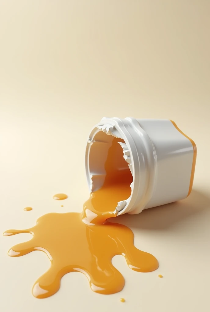Broken white plastic container spilling chicken broth
