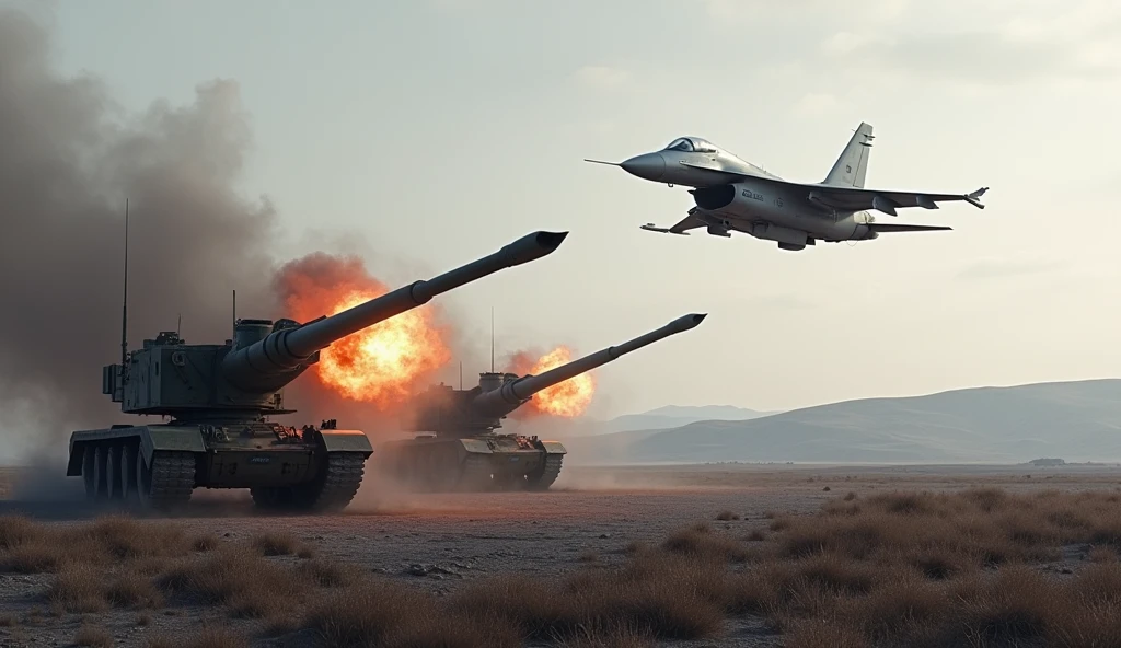 Russian army artillery is firing towards the Su-35 aircraft.