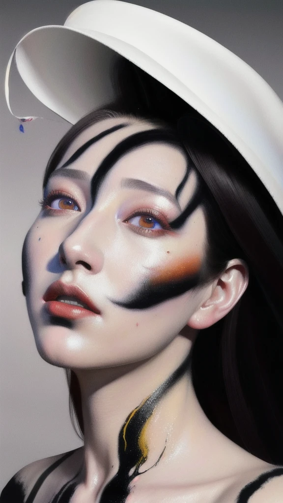 Android Beauty, Powerful paintings inspired by Francis Bacon, Ultra-realistic surrealism, Hyperrealism, fear, art, hyper real painting, Realistic illustration painting, カラフルなHyperrealism, Hyper-realistic digital art