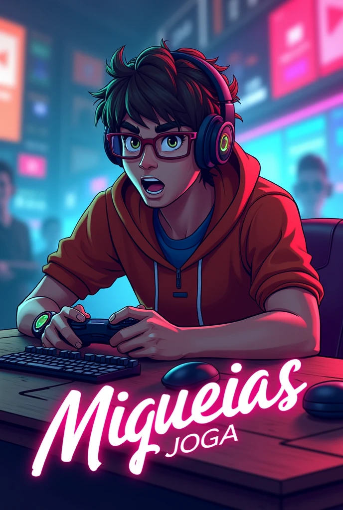 Create a banner for a YouTube channel written miqueias joga