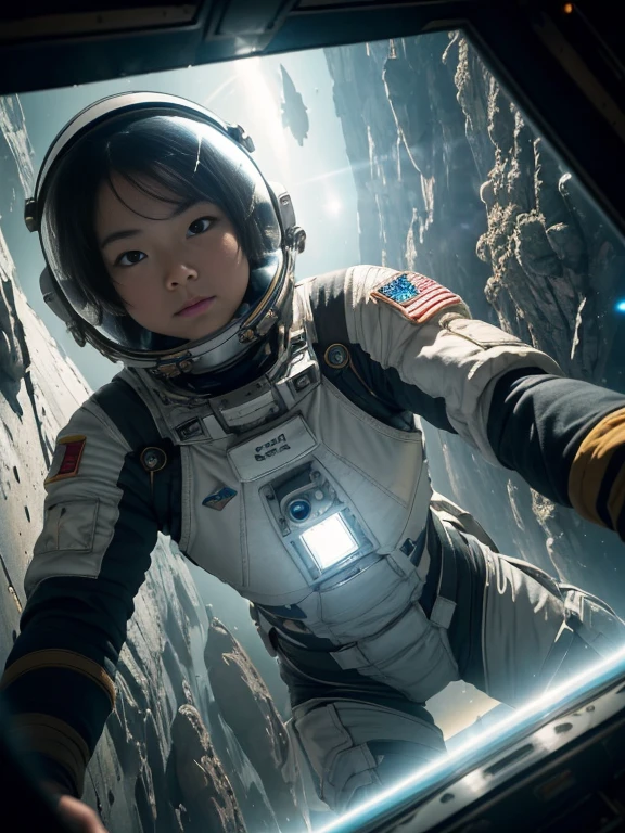 (8k, RAW photo, best quality, masterpiece), (photorealistic), outstanding details, ultra-high resolution, anatomically correct, textured skin, (Extremely precise and accurate anatomy),
Ultra Detailed Face, Detailed Eyes,
(Wide-angle lens effect:1.2),
(Spaceship pilot), (astronaut), (descending from outer space to earth), cockpit of modern spacecraft,
(Cute Japanese girl , 20-year-old), spacesuit, no helmet, (Descent maneuvering),
(backlighting),
(reflection light from below:1.4),
atmospheric perspective, depth of field,
(dramatic lighting), cinematic lighting,