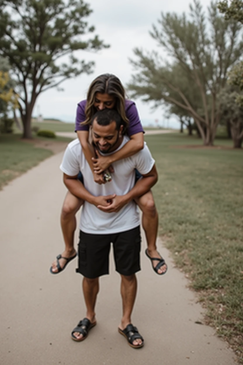 Couple with her on their backs with features of the image