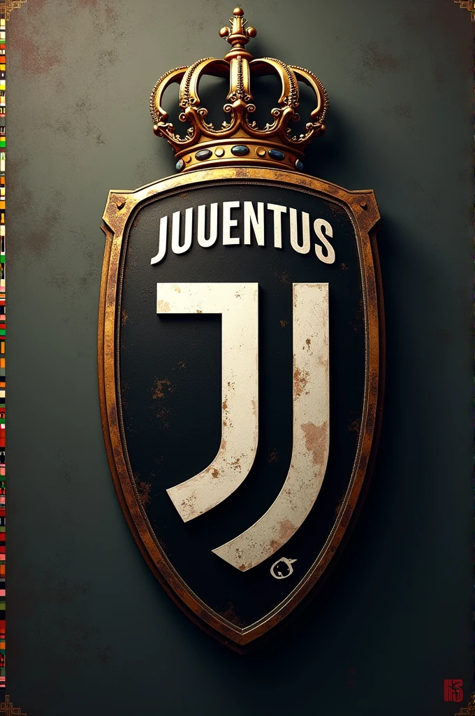 I want to create a shield with the J of the Juventus football team, On the right side the letter s and on the left side the letter t , and a crown above the J