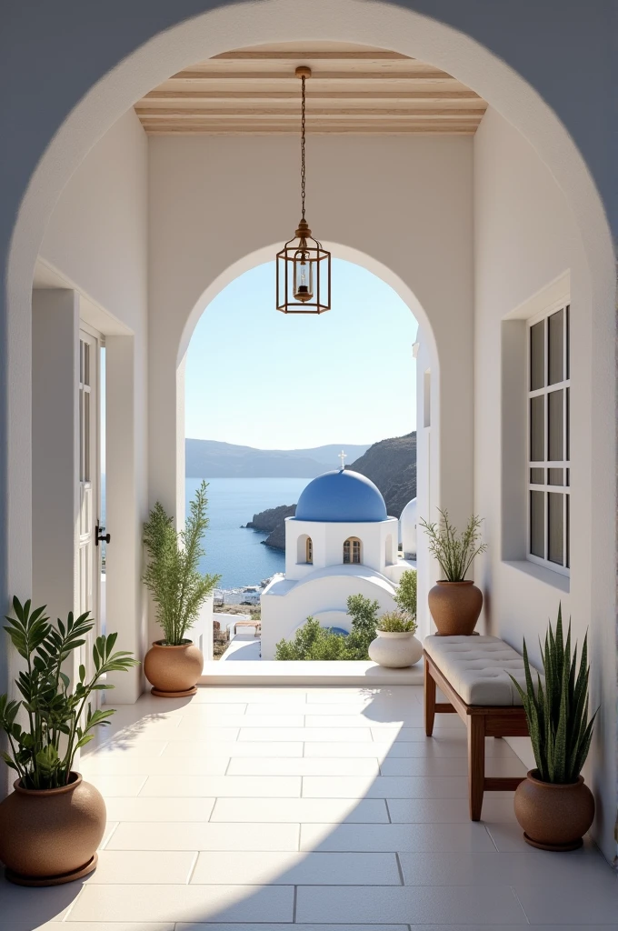 Small Santorini style house lobby