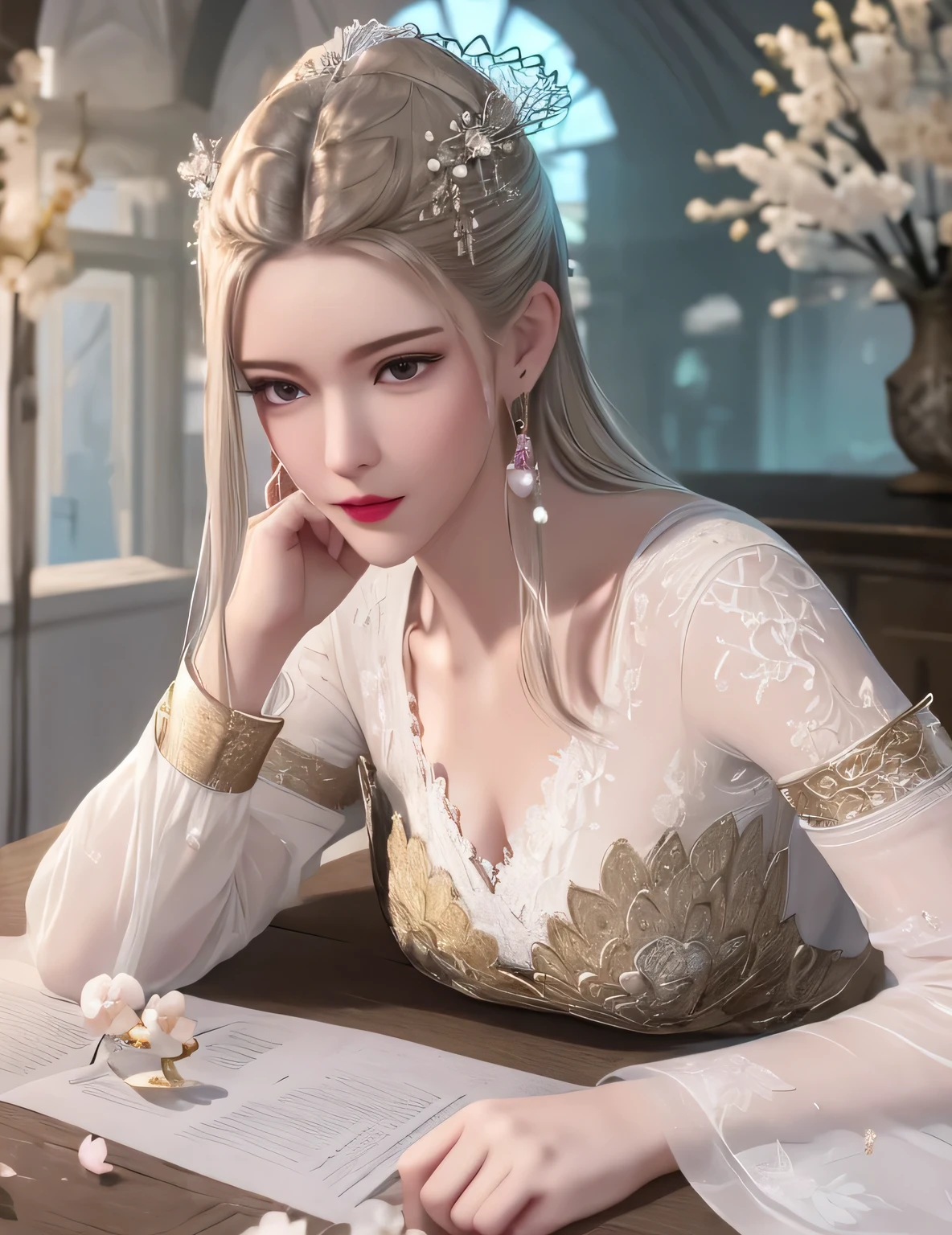 ultra realistic 8k cg, flawless, clean, masterpiece, professional artwork, famous artwork, cinematic lighting, cinematic bloom, perfect face, beautiful face, fantasy, dreamlike, unreal, science fiction,   lace, lace trim, lace-trimmed legwear, luxury, jewelry, diamond, gold, pearl, gem, sapphire, ruby, emerald, intricate detail, delicate pattern, charming, alluring, seductive, erotic, enchanting, hair ornament, necklace, earrings, bracelet, armlet,halo,autumn,
(,1girl, pov,best quality, )  , (,1girl,  solo, large breasts, looking at viewer,  cherry blossoms,     ) 