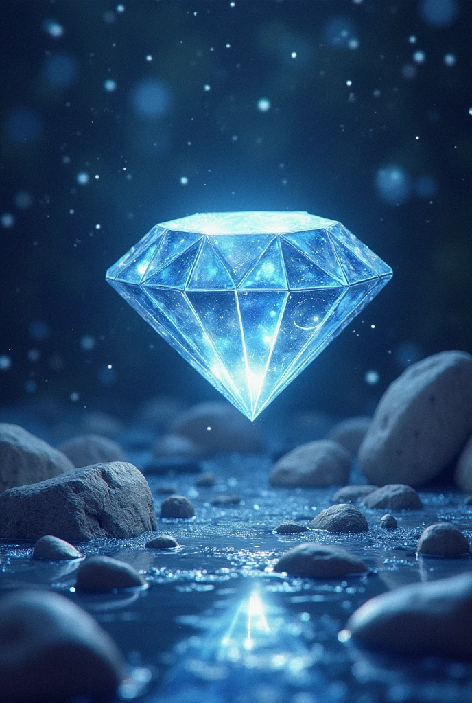 Diamonds sparkle in the dark。No people。Fantasy。Watercolor。