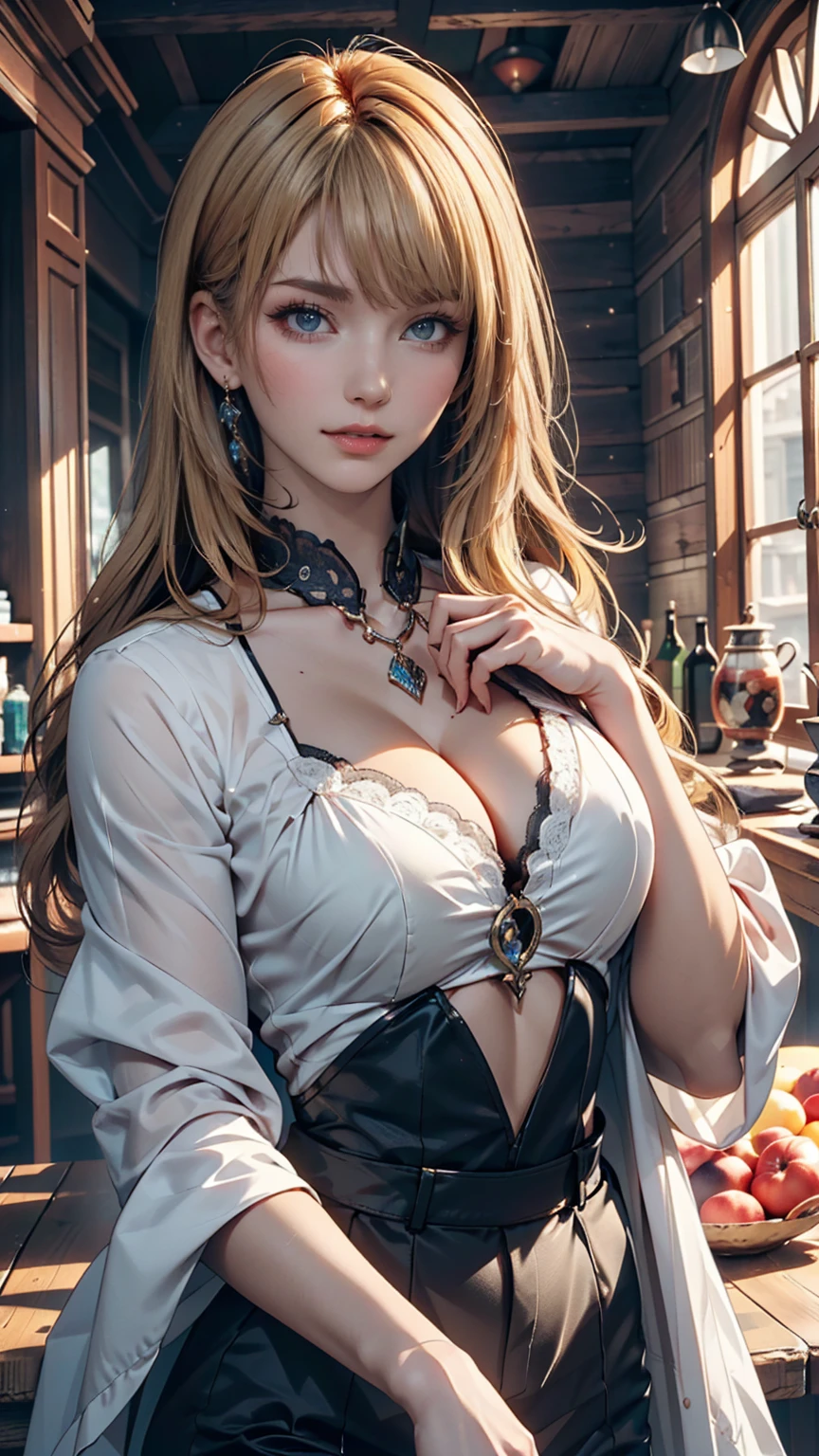 (Very detailed CG ユニティ 8k 壁紙,masterpiece, Highest quality, Very detailed),(Best lighting, Best Shadow, Very delicate and beautiful),floating,High saturation,Blonde+blue eyes:1.2,Gloomy Gothic Landscape, Long Hair, Gazing into the distance. (長いブロンドの髪と輝くblue eyesのゴシック照明を持つ美しい女の子)