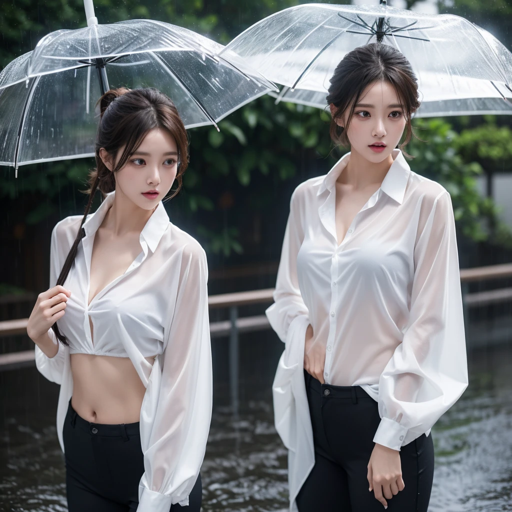 exy pose、Hair getting wet in the rain、Mr.々Hair style、Short Hair、Transparent shirt、Beautiful woman getting wet in the rain、typhoon、Get wet without an umbrella、Beautiful woman in the rain、雨で濡れたBeautyOL、Detailed face、Realistic、beautiful girl、Beauty、Office Lady Uniform、beauty、Beautiful woman、Narrow waist、Handsome woman、Tight pants look、suit、Sexy pose、タイトなsuitパンツ、雨で濡れたsuit、Wet naked shirt、See-through shirt、Shot in heavy rain、Naked shirt、Gaudy colored underwears