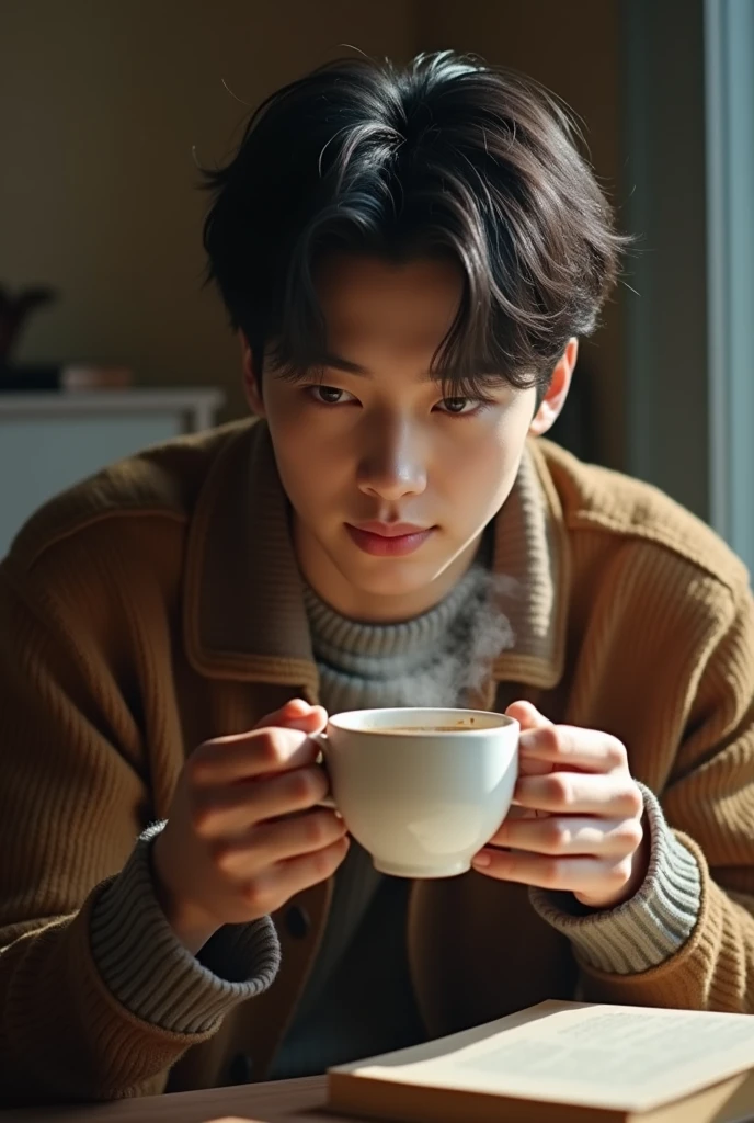 jungkook drinking coffee 