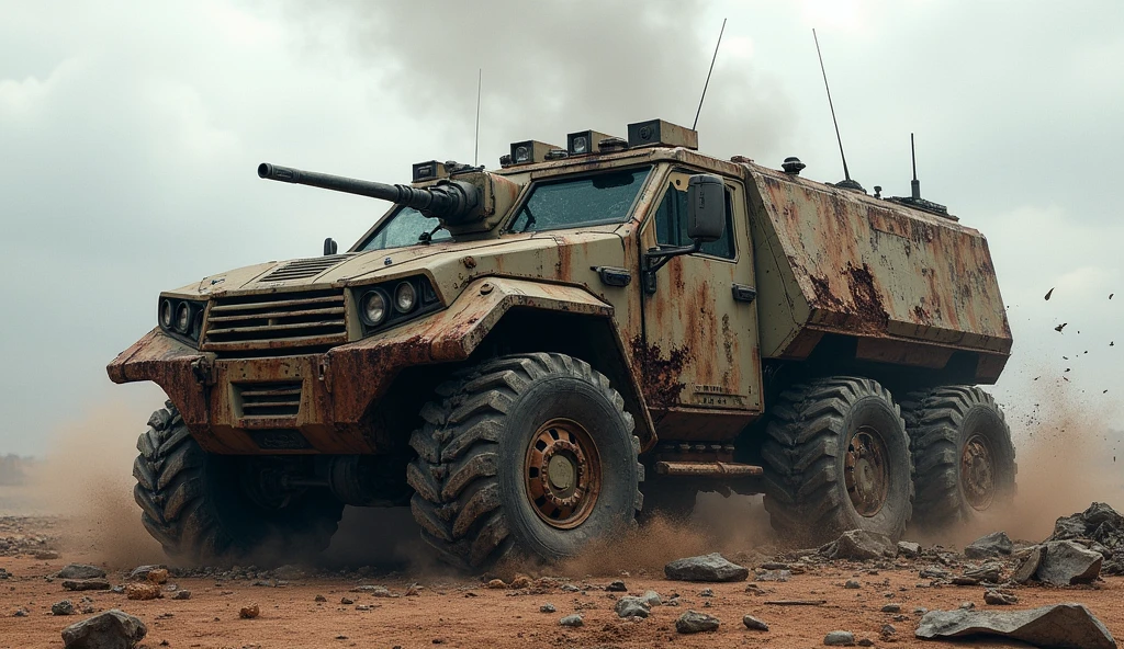 A damaged MaxxPro armored vehicle