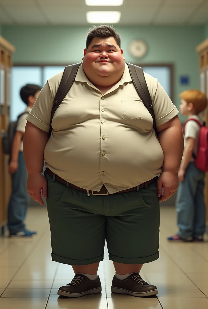 Fat kid , , Very fat , obesity , Very fat , whole body , Thick thighs , Fat hands , at school, girl