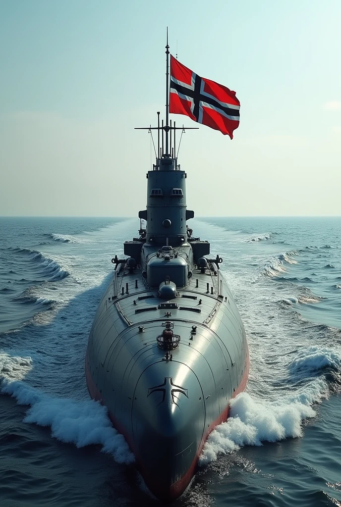 German submarine with flag