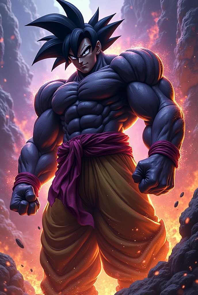 Black Goku fighting against Thanos