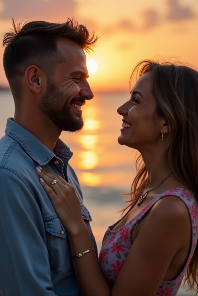 Man and woman looking at each other and smiling