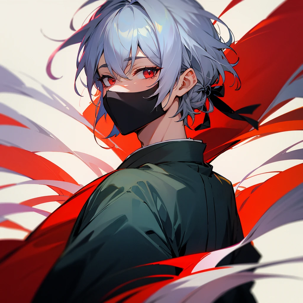 Gray Hair、Red eyes、One person、male、kimono、Handsome