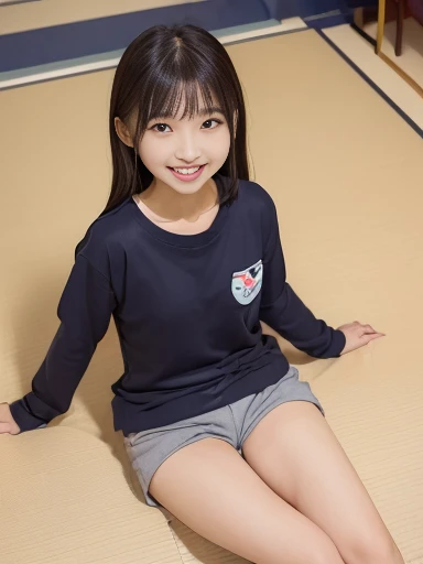 Japanese female, (underweight), (flat chest best quality:1.5), 30 years old, (cheerful grin:1.5),
kindergarten, (daycare worker), delightful, sitting, semi long, (long-sleeved t-shirt), (Seven length shorts), Japanese, inside the kindergarten, full body shot, dutch angle shot