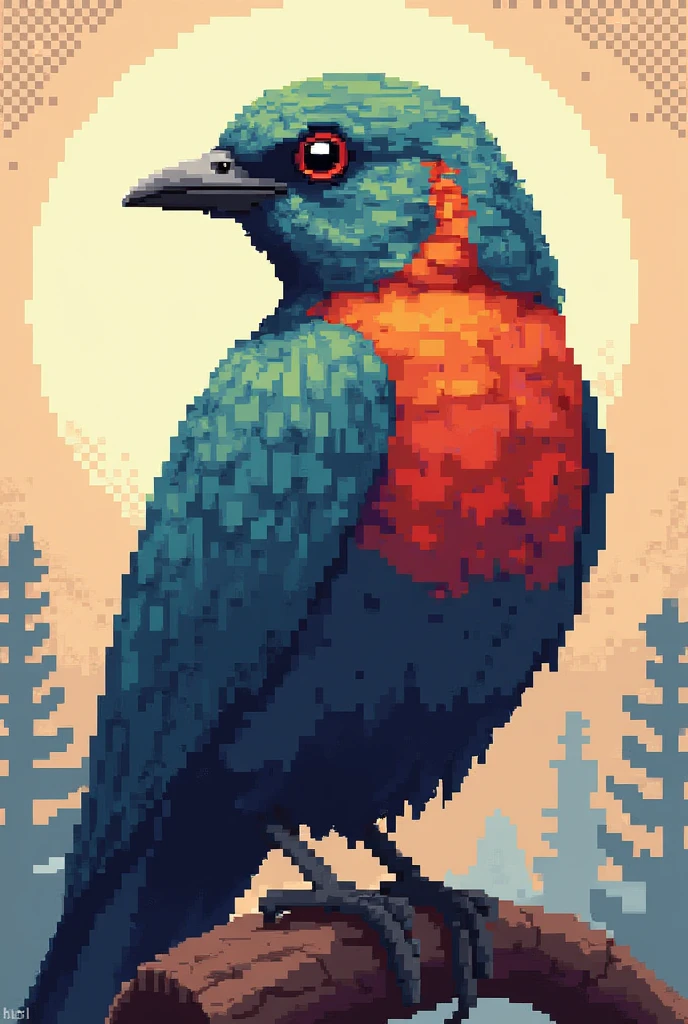 Pixel art of a bird
