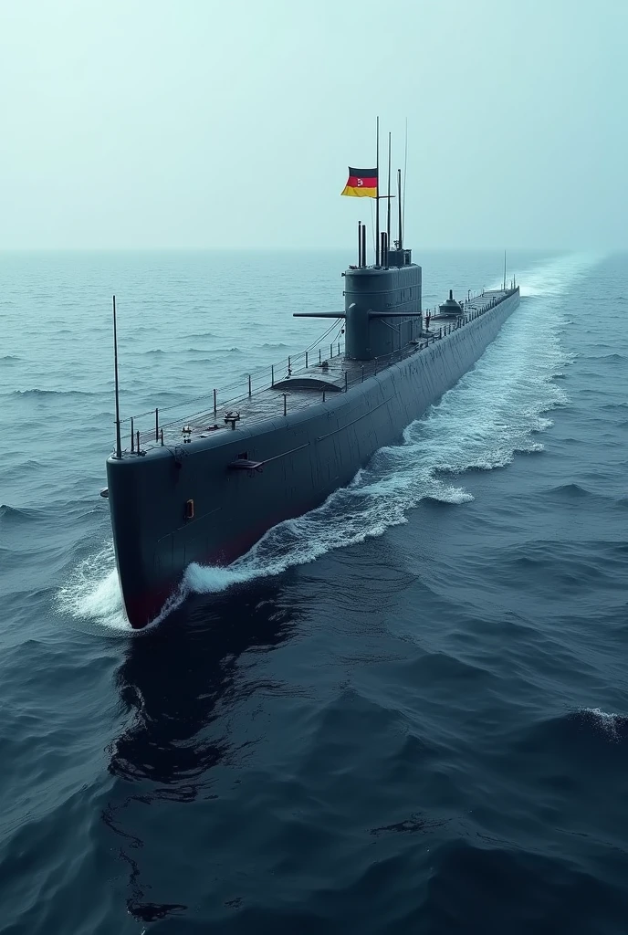 Submarine with German flag